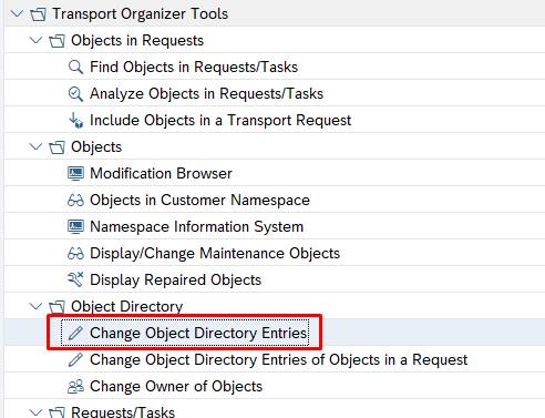 SE03 -> Change Object Directory Entries
